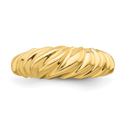 14k Polished Twist Dome Ring