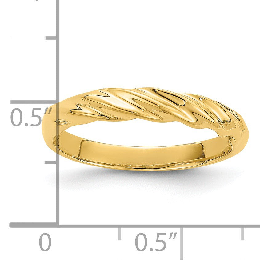 14k Polished Thin Ribbed Dome Ring