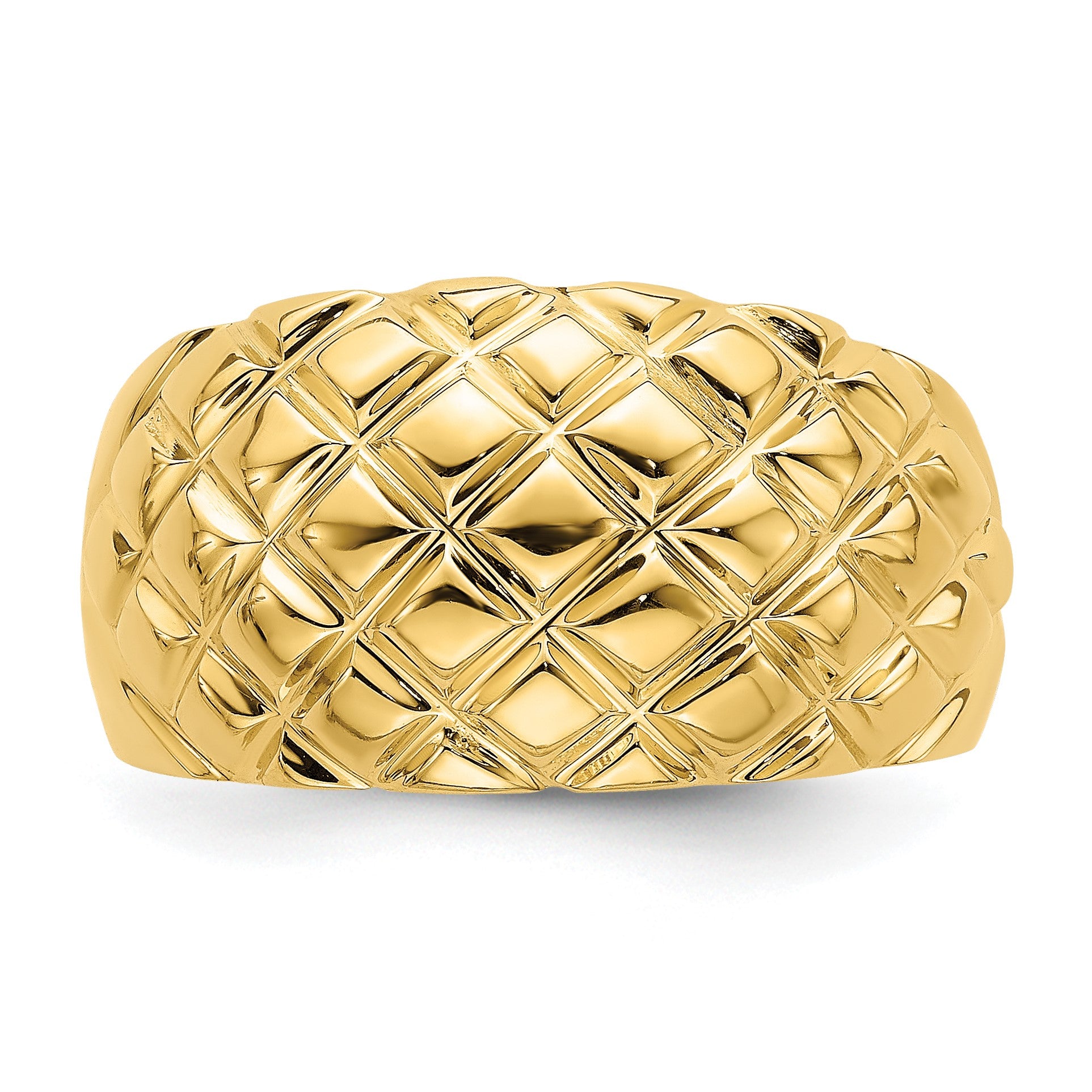14k Polished Basket Weave Pattern Dome Ring