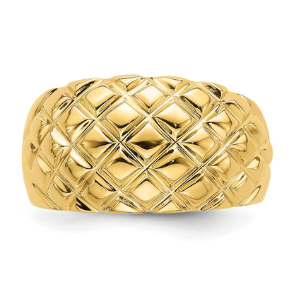 14k Polished Basket Weave Pattern Dome Ring