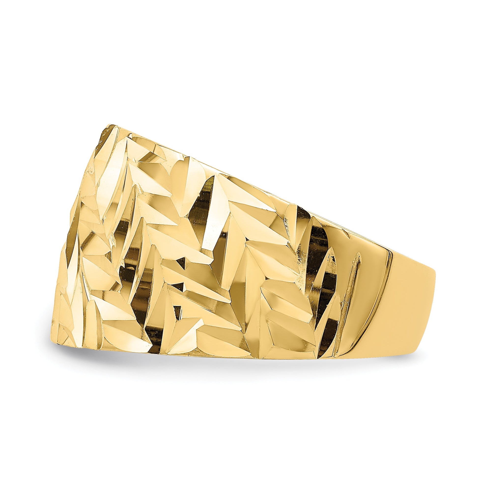 14k Diamond-cut Arrow Slash Dome Ring