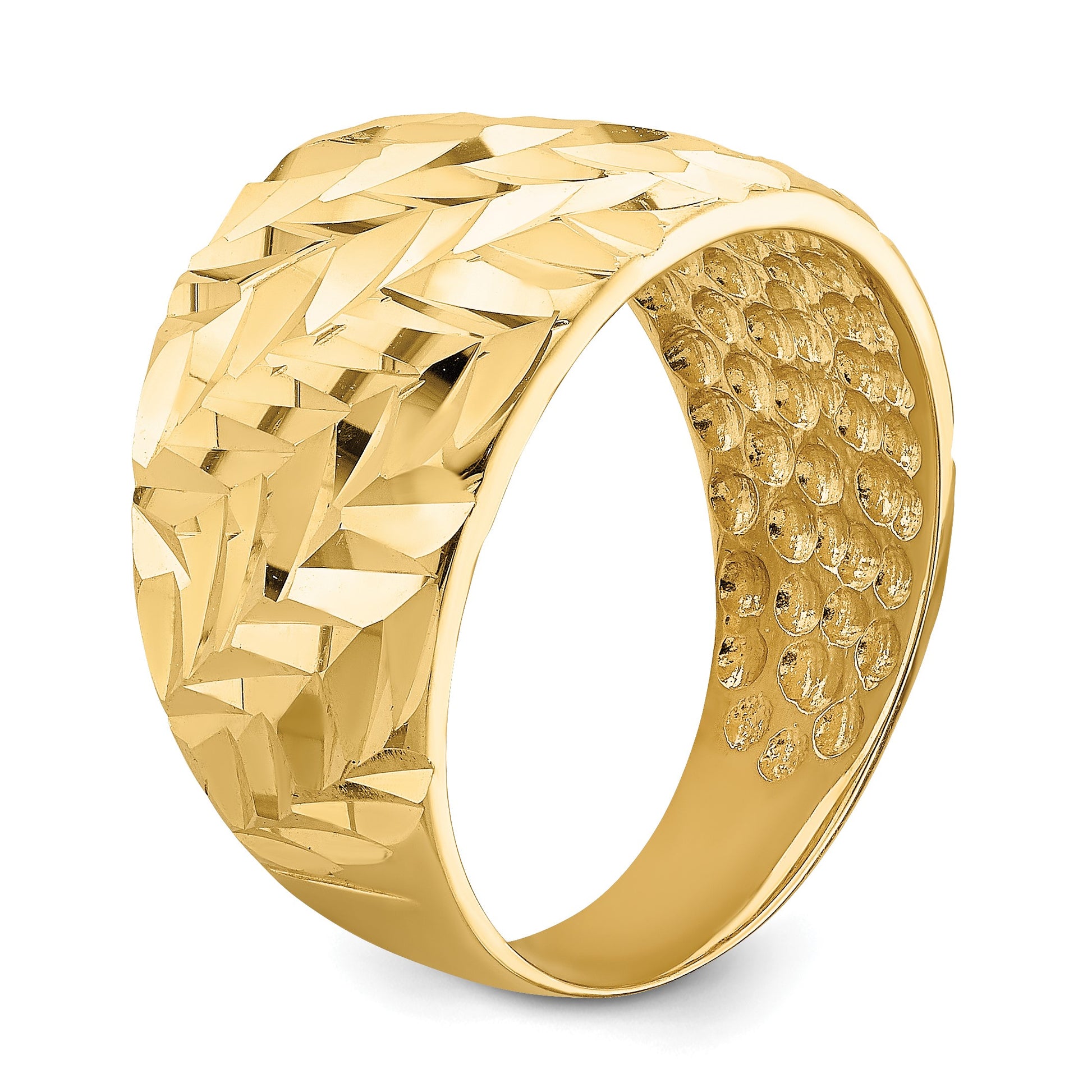 14k Diamond-cut Arrow Slash Dome Ring