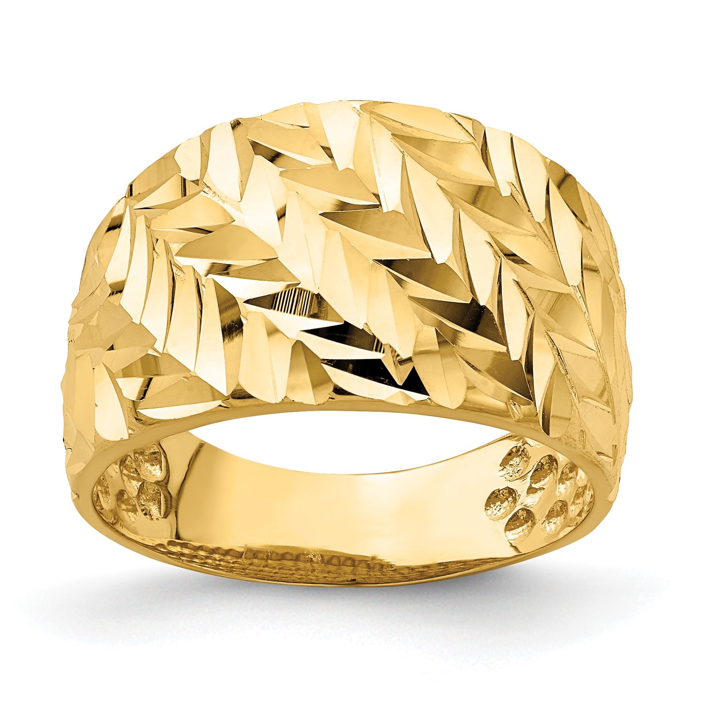 14k Diamond-cut Arrow Slash Dome Ring