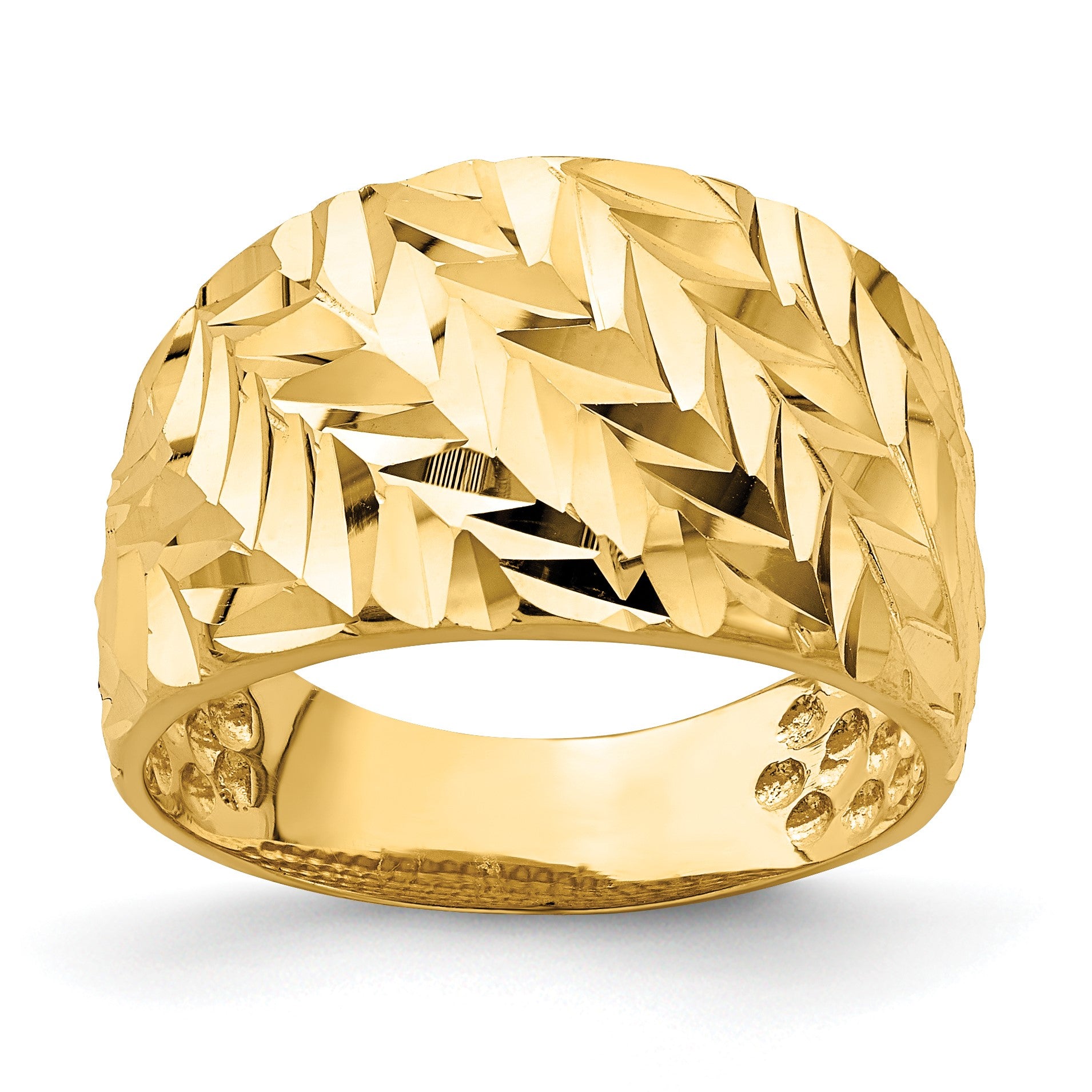 14k Diamond-cut Arrow Slash Dome Ring
