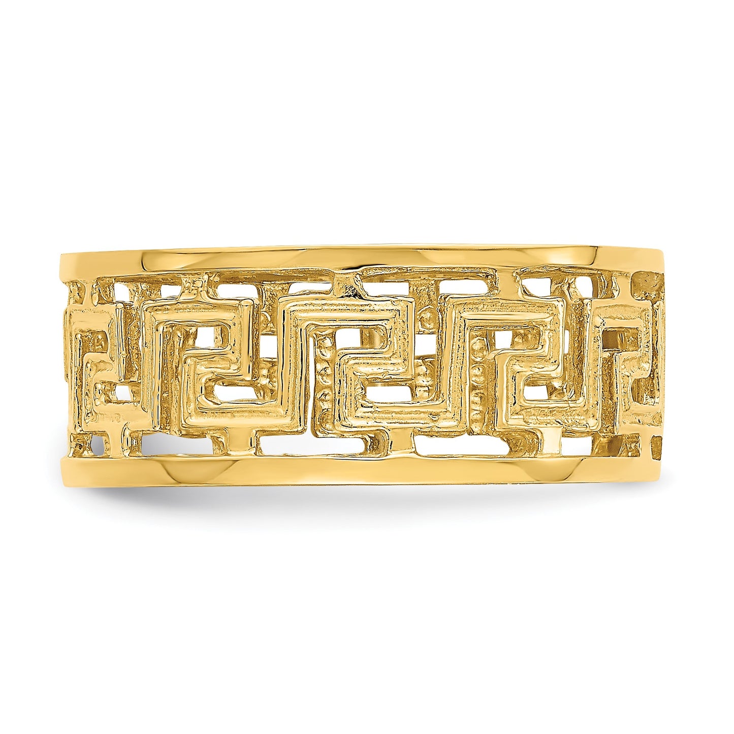 14K Polished Cut-Out Greek Key Design Band