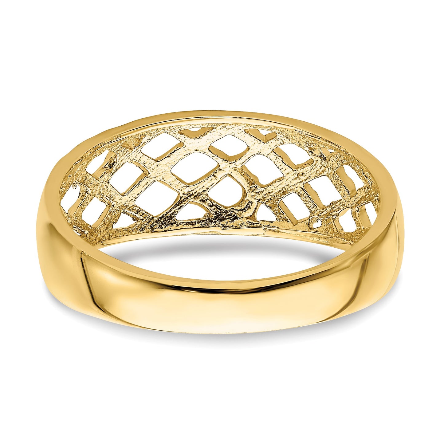 14K Solid Diamond-cut Woven Pattern Dome Ring