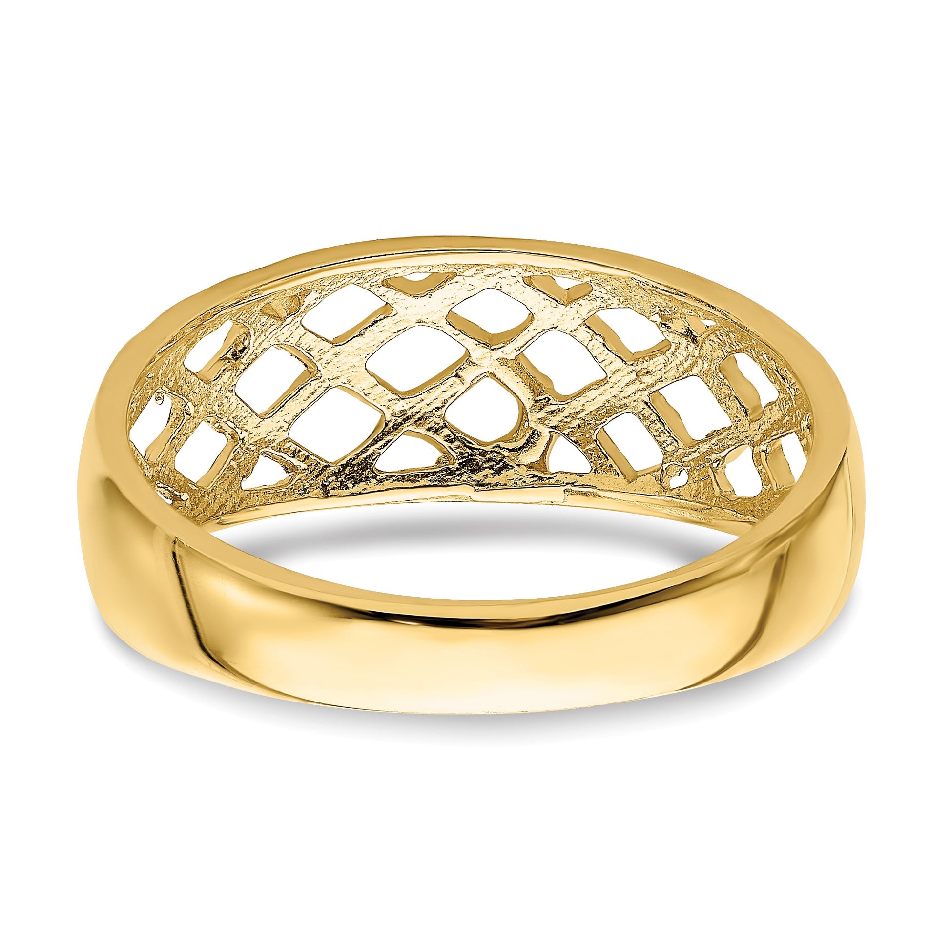 14K Solid Diamond-cut Woven Pattern Dome Ring