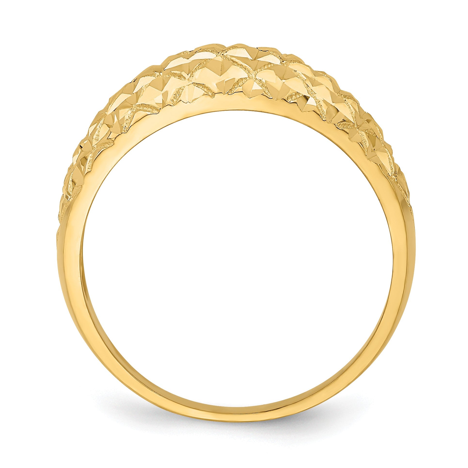 14K  Diamond-cut Quilted Pattern Dome Ring