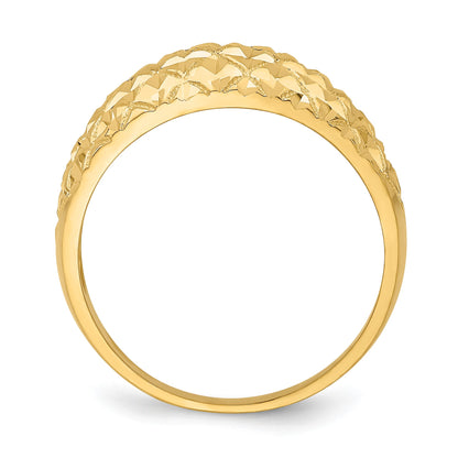 14K  Diamond-cut Quilted Pattern Dome Ring