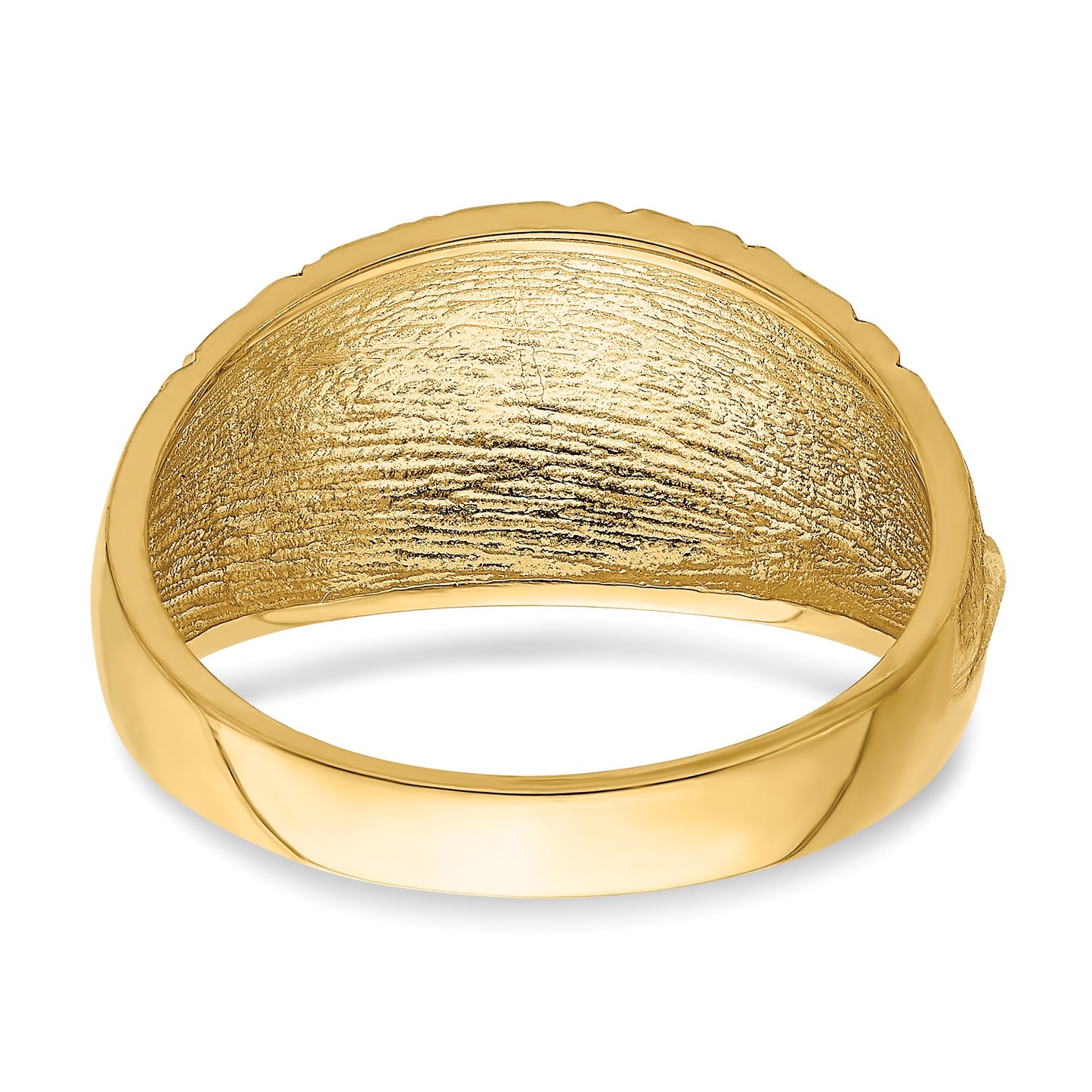 14K  Diamond-cut Quilted Pattern Dome Ring