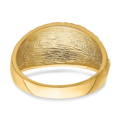 14K  Diamond-cut Quilted Pattern Dome Ring