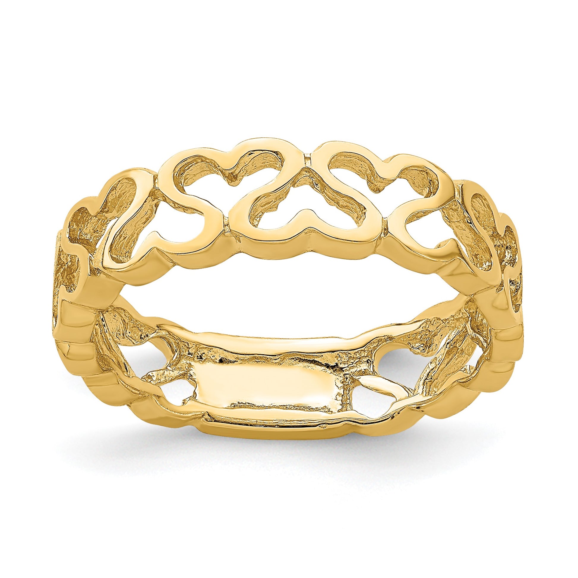 14k Polished Hearts Band