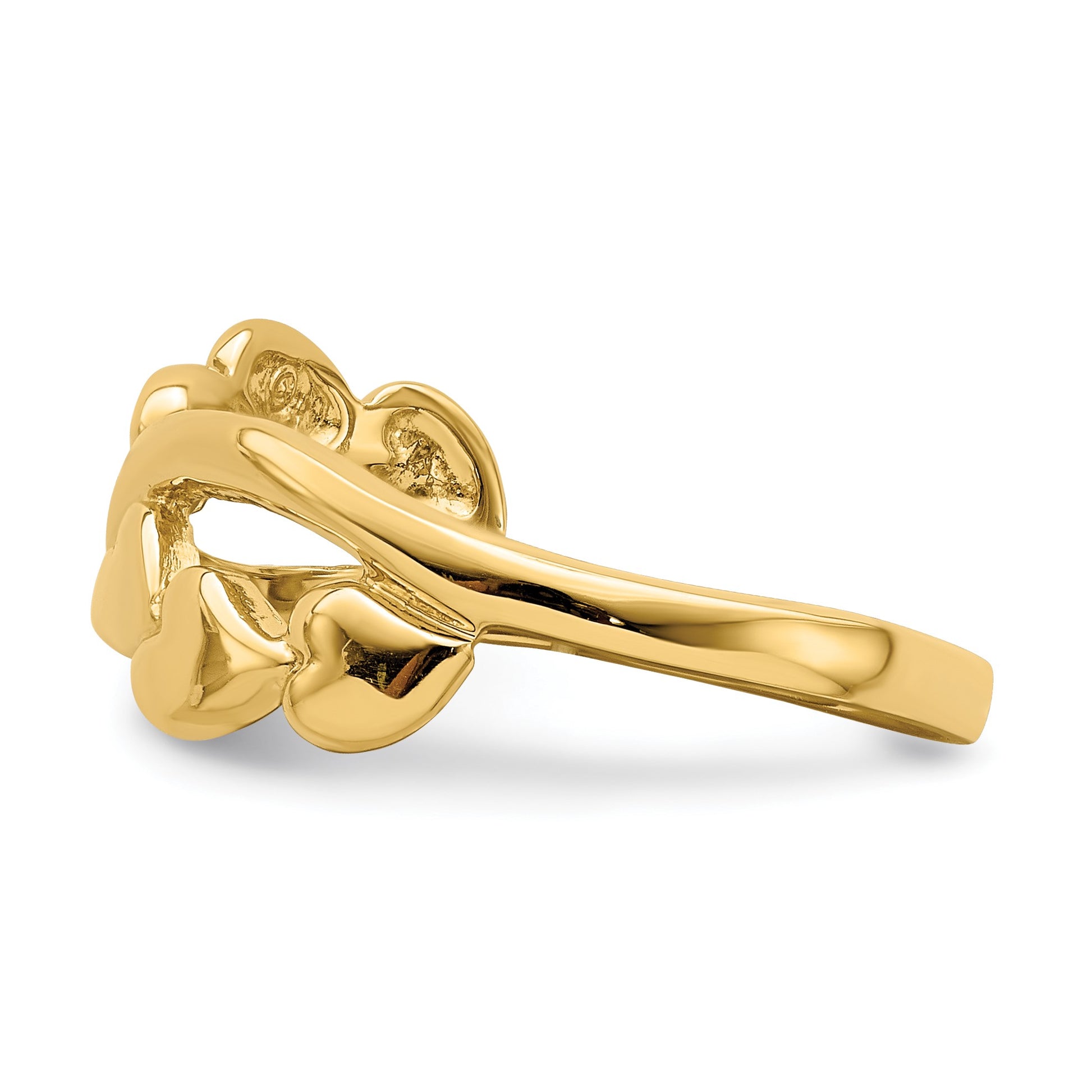 14k Polished Cross-over Design Heart Ring