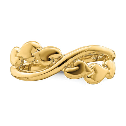 14k Polished Cross-over Design Heart Ring