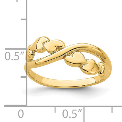 14k Polished Cross-over Design Heart Ring