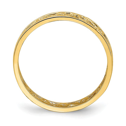 14k Beaded Scroll Cut-Out 3.8mm Band Size 2 Baby / Childs Ring