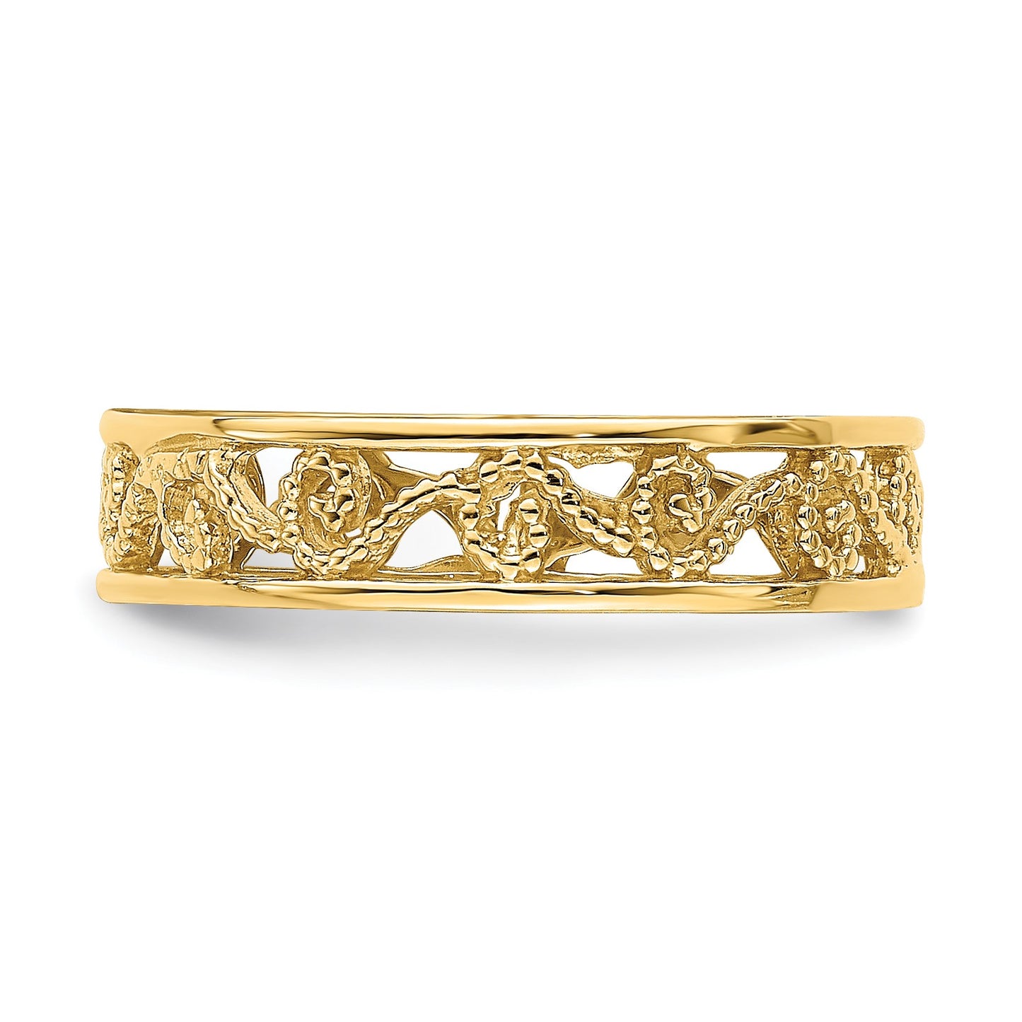 14k Beaded Scroll Cut-Out 3.8mm Band Size 2 Baby / Childs Ring