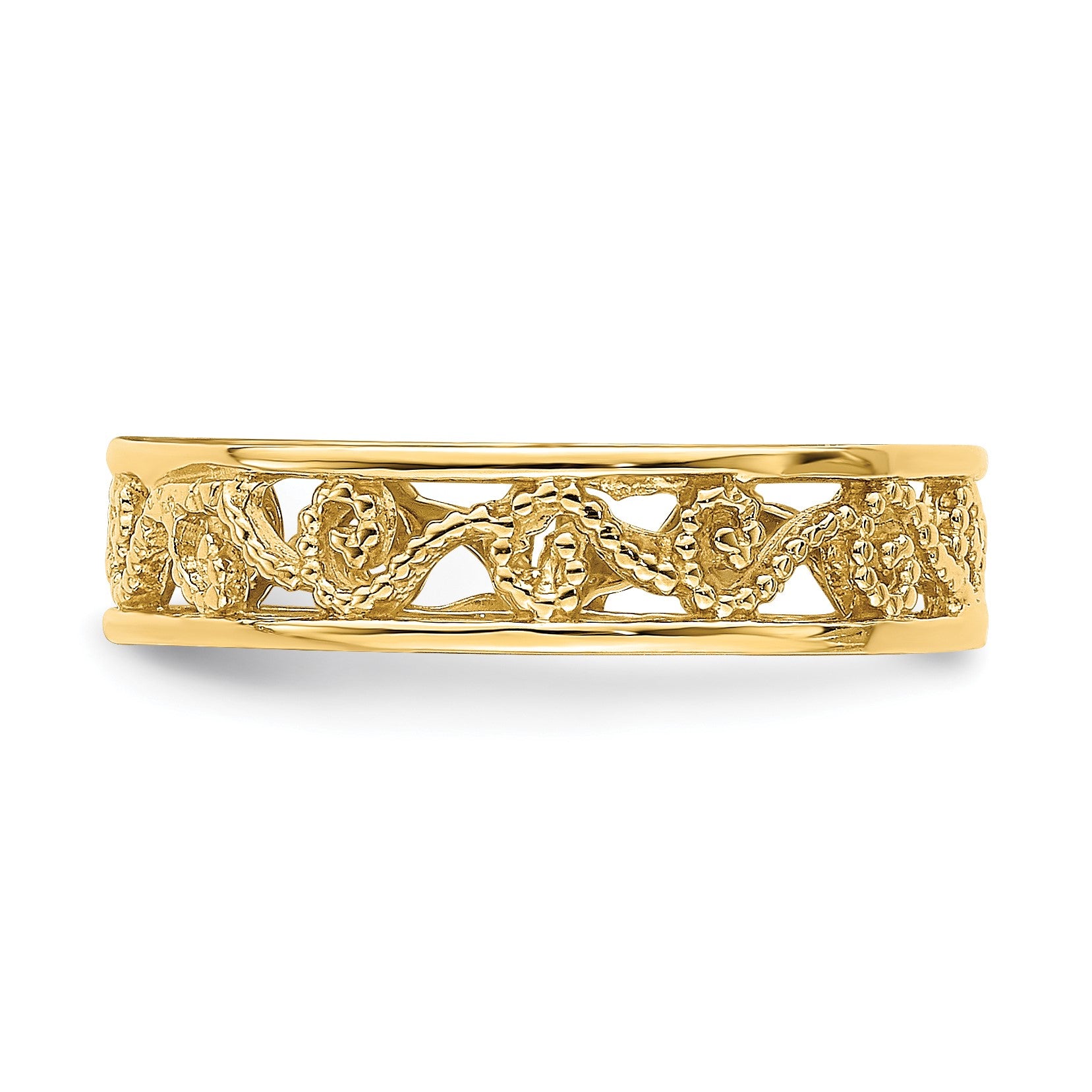 14k Beaded Scroll Cut-Out 3.8mm Band Size 2 Baby / Childs Ring