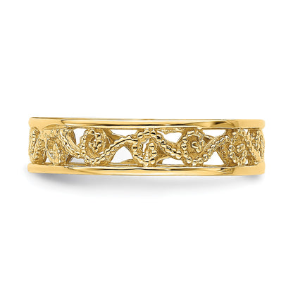 14k Beaded Scroll Cut-Out 3.8mm Band Size 2 Baby / Childs Ring