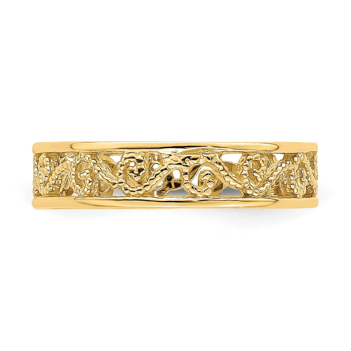 14k Beaded Scroll Cut-Out 3.8mm Band Size 2 Baby / Childs Ring