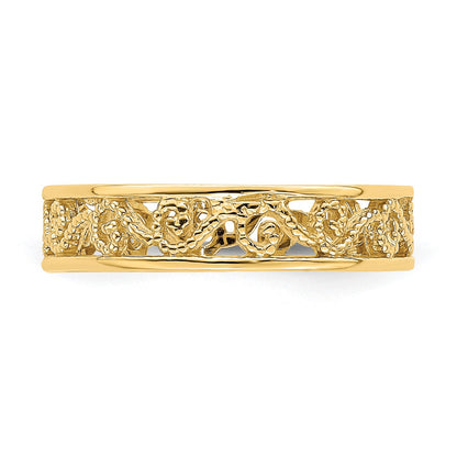 14k Beaded Scroll Cut-Out 3.8mm Band Size 2 Baby / Childs Ring