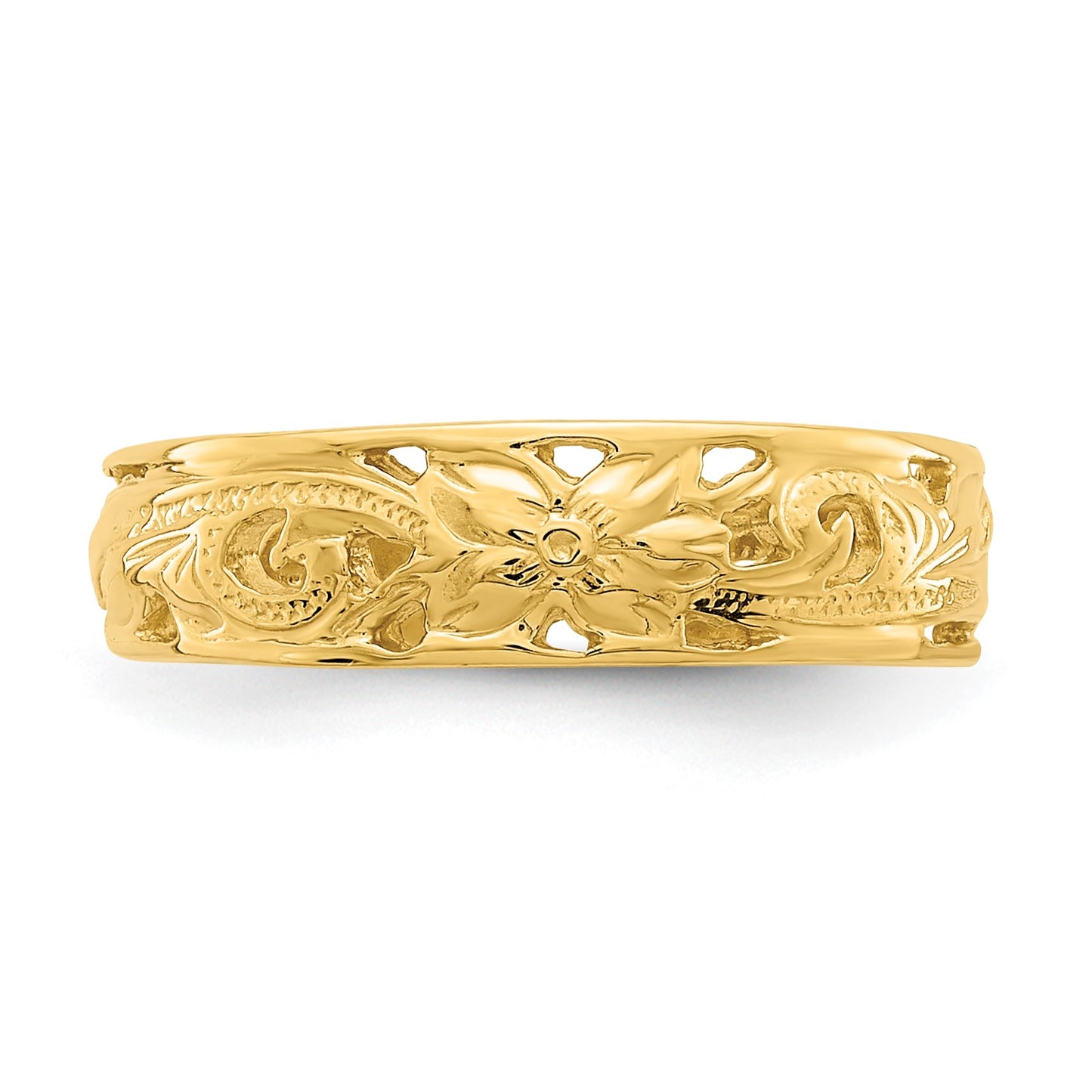 14k Adjustable Flower with Leaf Trim Toe Ring