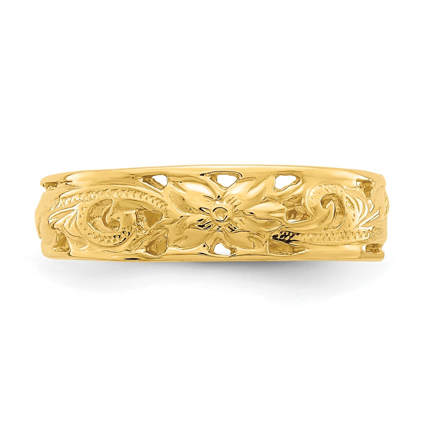 14k Adjustable Flower with Leaf Trim Toe Ring