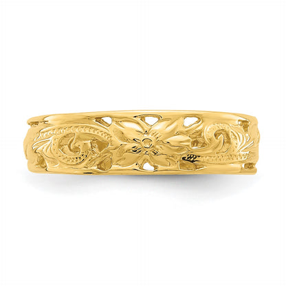 14k Adjustable Flower with Leaf Trim Toe Ring
