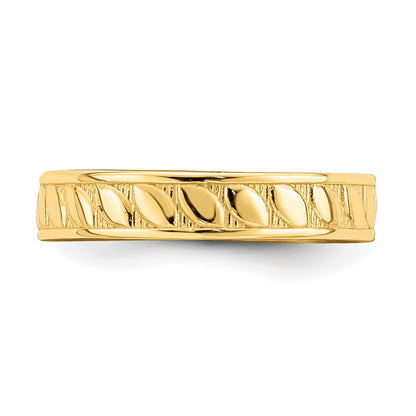 14k Adjustable Leaf Engraved Design Toe Ring
