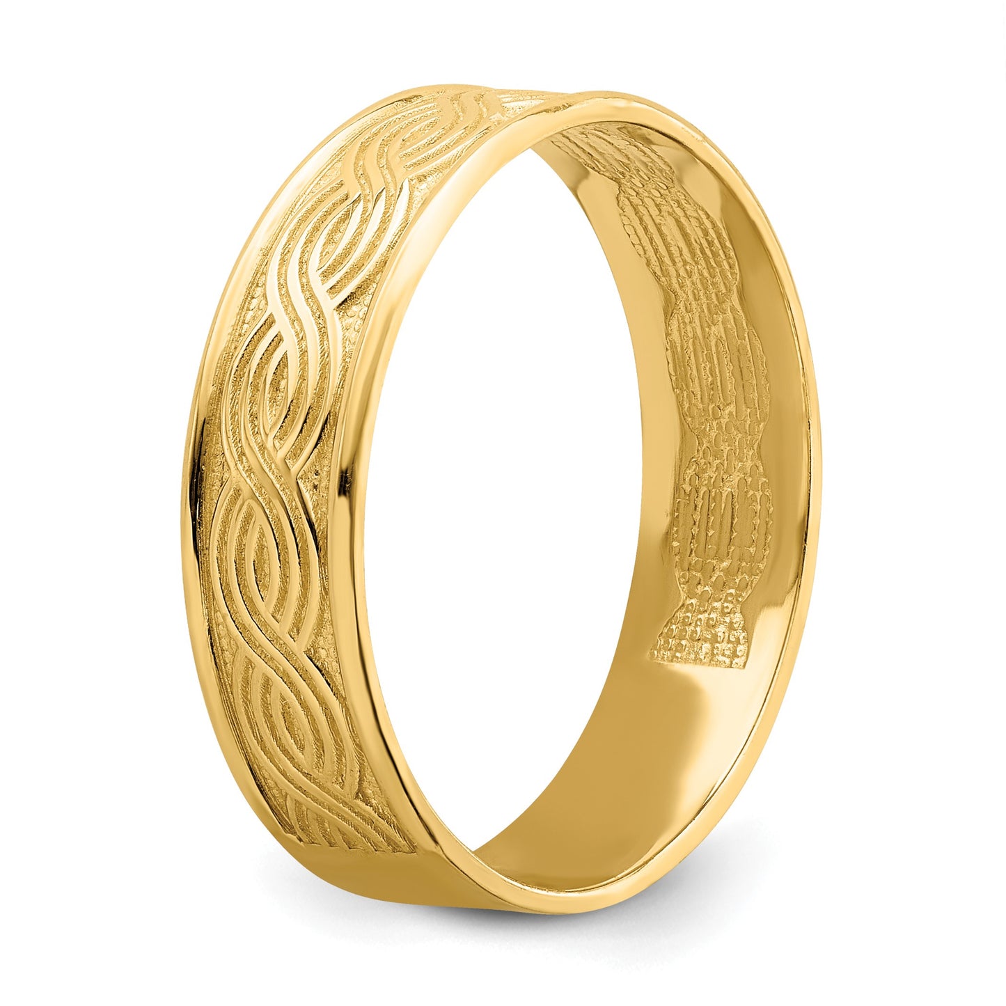 14k Wave Engraved Thumb Ring (size 9)