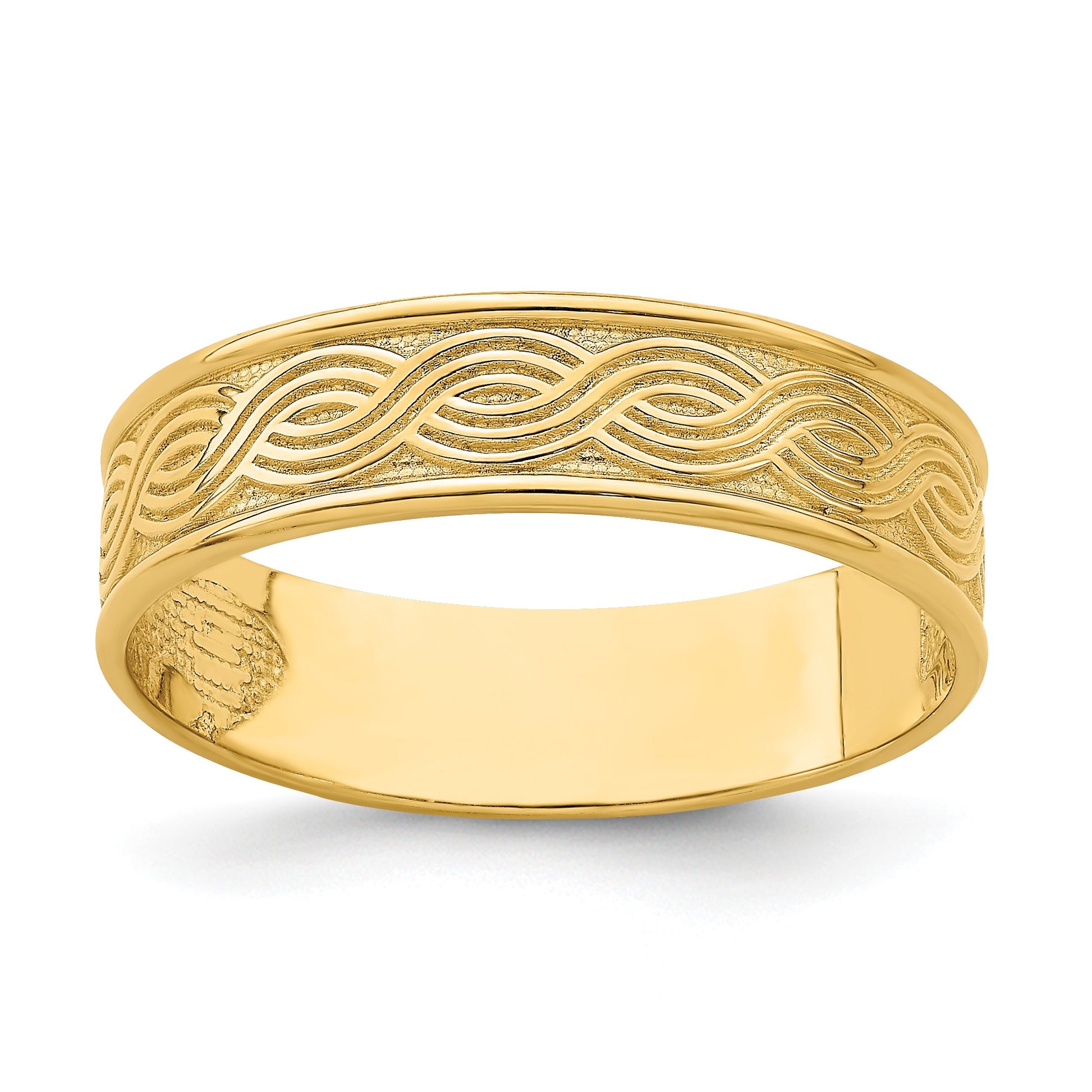 14k Wave Engraved Thumb Ring (size 9)