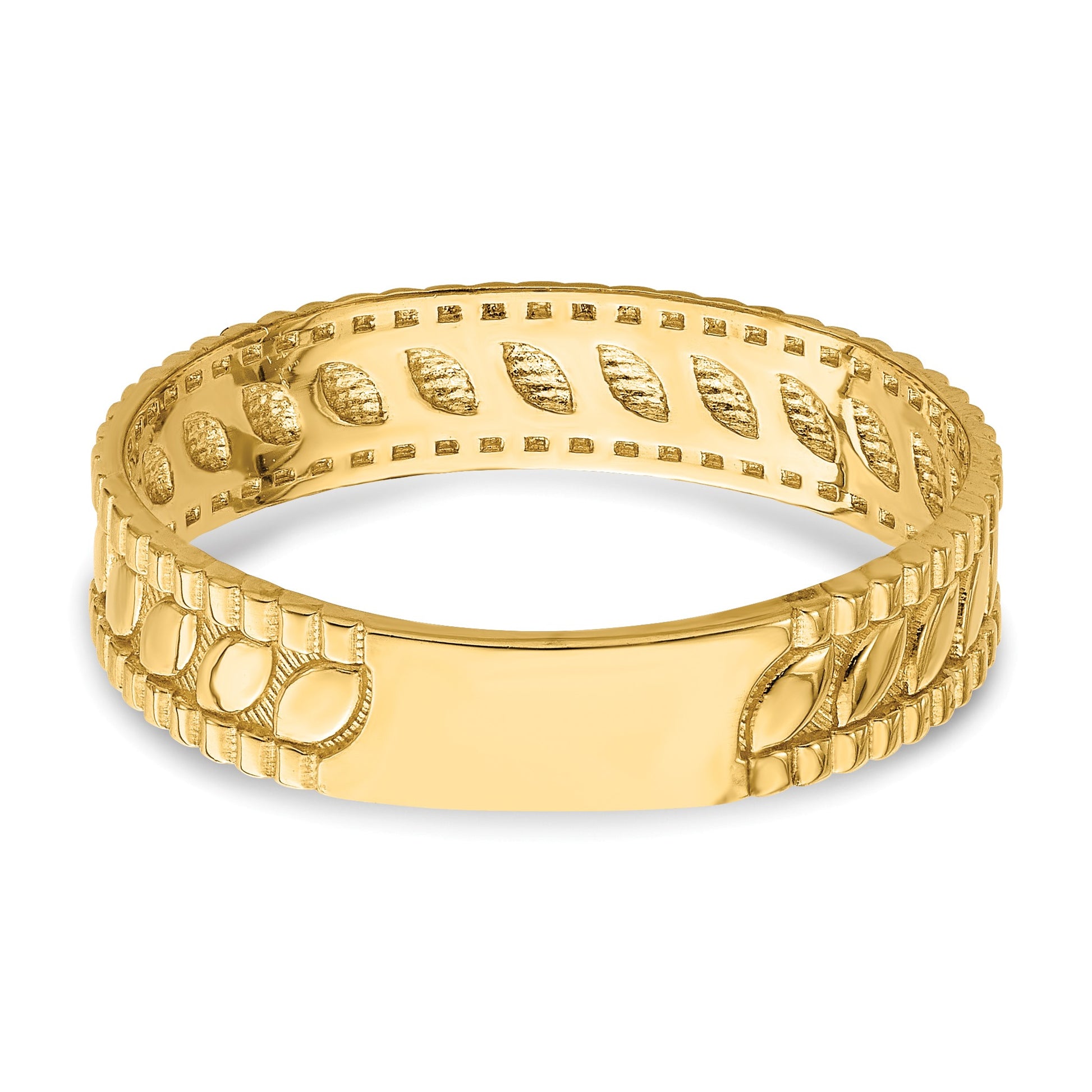 14k Leaf Engraved Thumb Ring (size 9)
