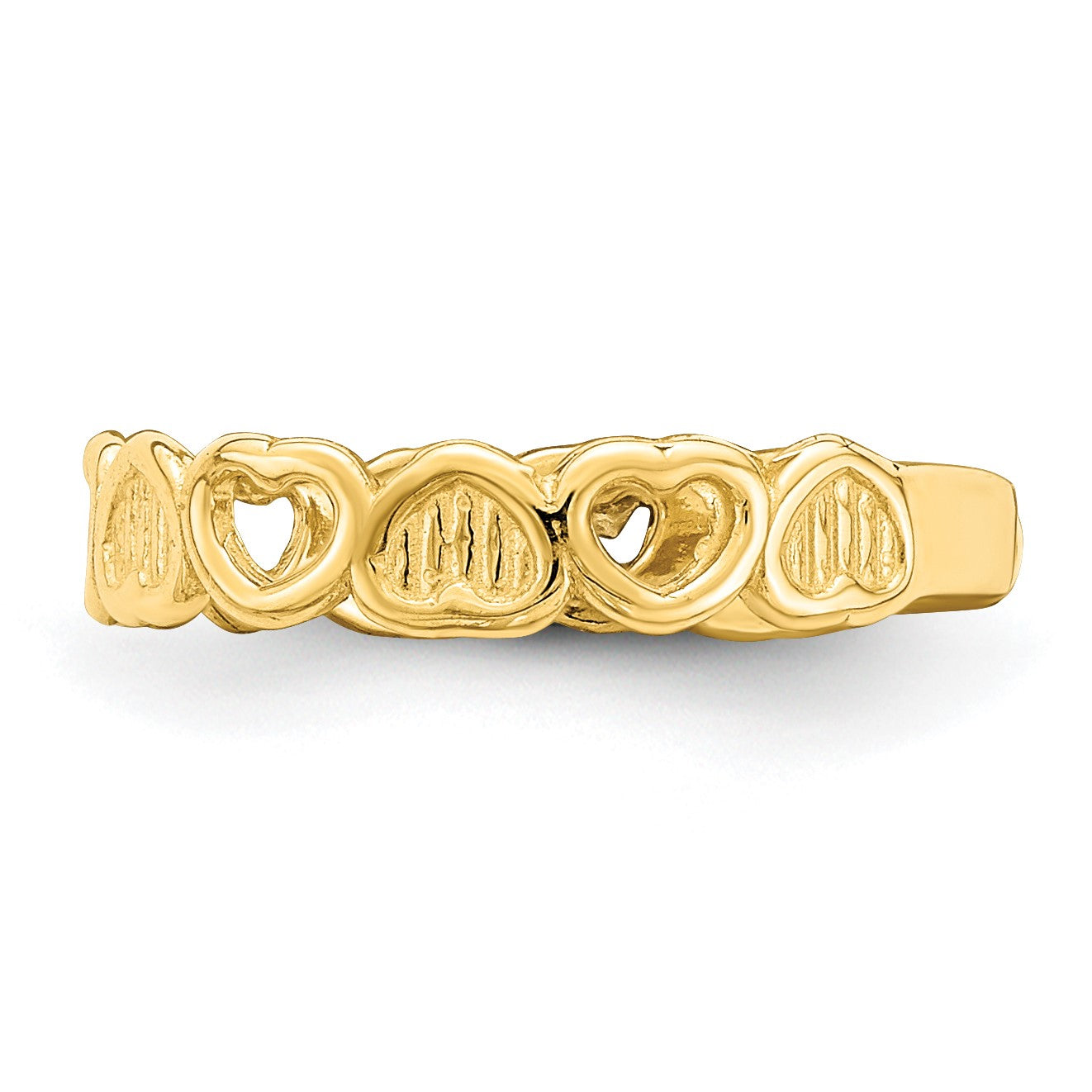 14k Polished Hearts Toe Ring