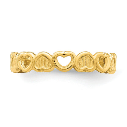14k Polished Hearts Toe Ring