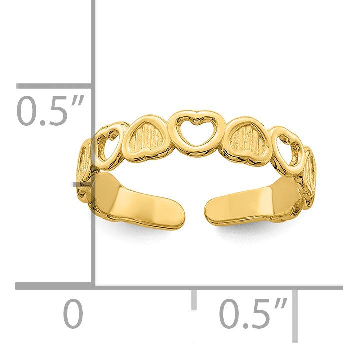 14k Polished Hearts Toe Ring
