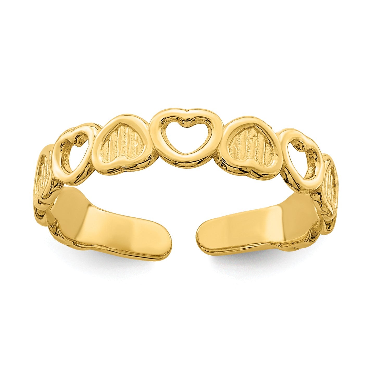 14k Polished Hearts Toe Ring