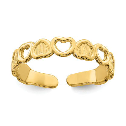14k Polished Hearts Toe Ring