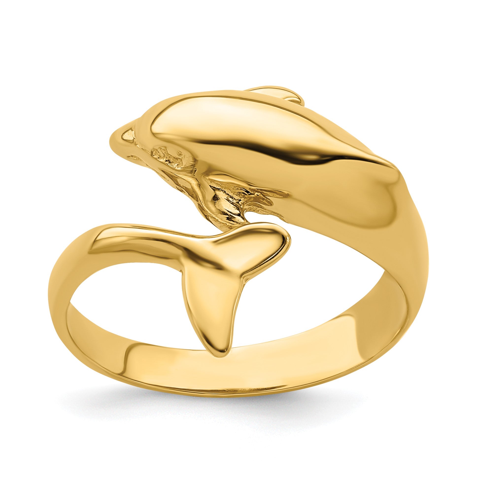 14k Polished Dolphin Bypass Ring
