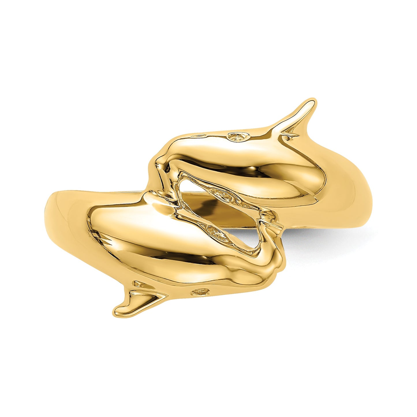 14k Polished Double Dolphin Bypass Ring