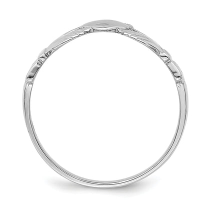 14k White Gold Polished Claddagh Ring