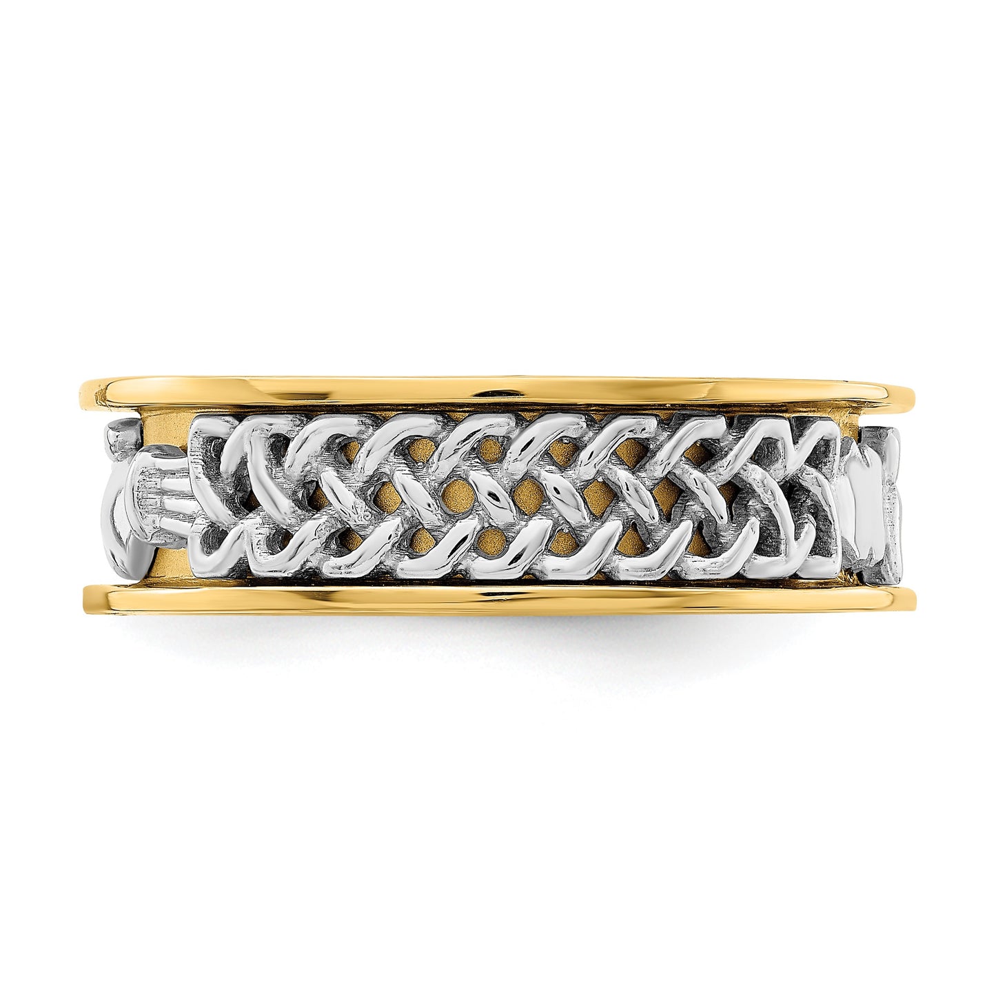 14k Two-tone Mens Claddagh Band