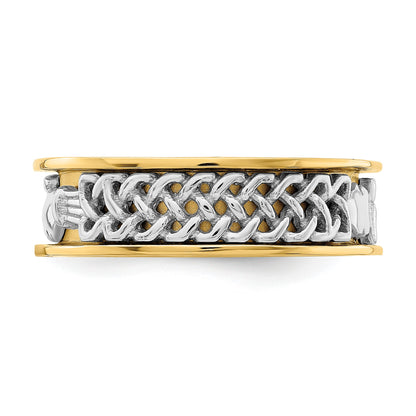 14k Two-tone Mens Claddagh Band