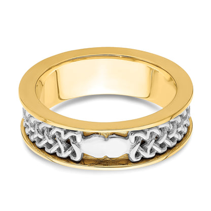 14k Two-tone Mens Claddagh Band
