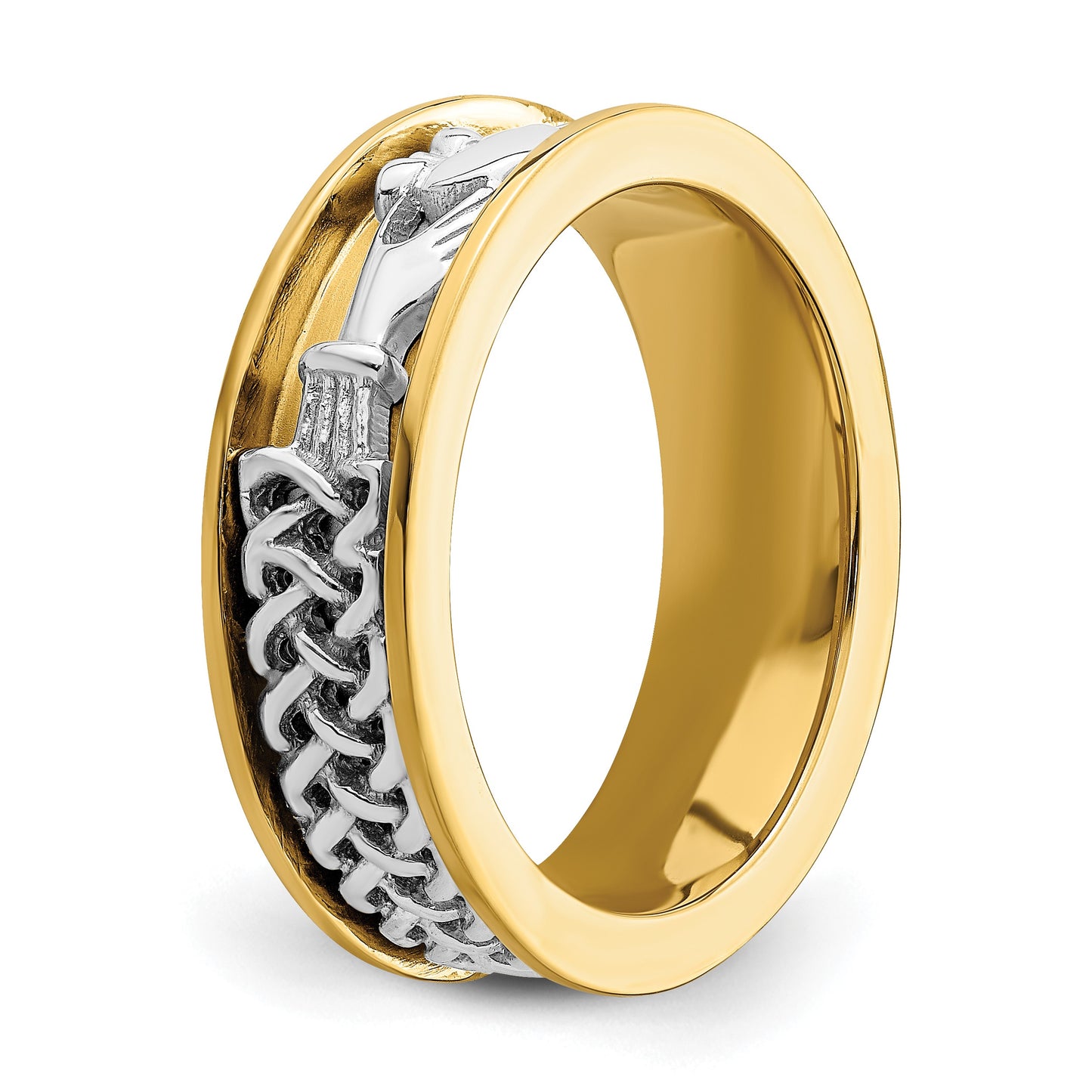 14k Two-tone Mens Claddagh Band
