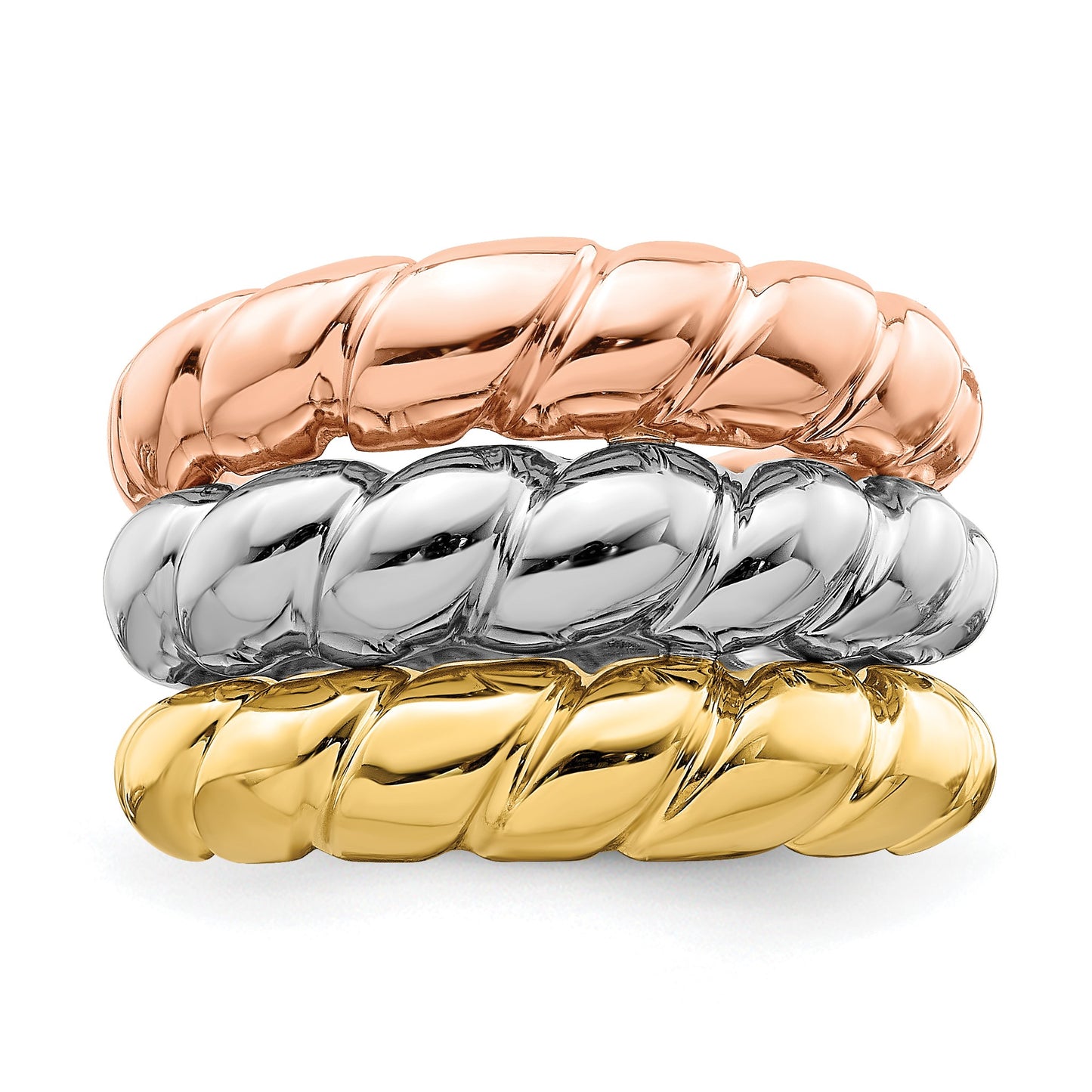 14k Tri-Color Triple Shrimp Band