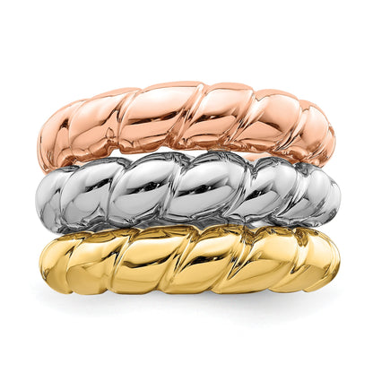 14k Tri-Color Triple Shrimp Band
