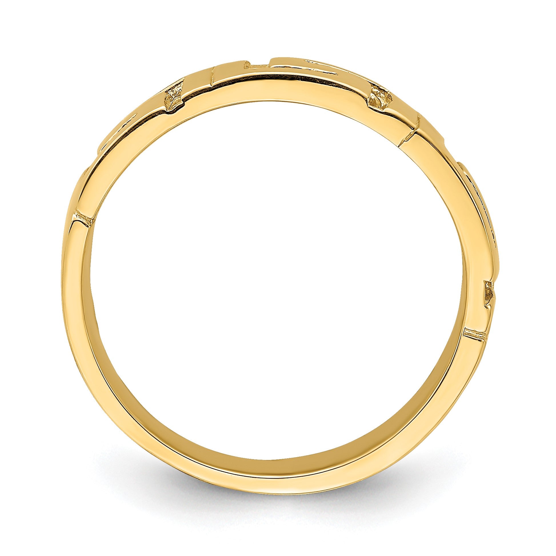 14k Cut-out Greek Key Band with Tapered Shank Ring