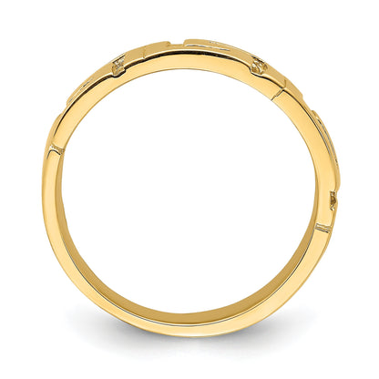 14k Cut-out Greek Key Band with Tapered Shank Ring