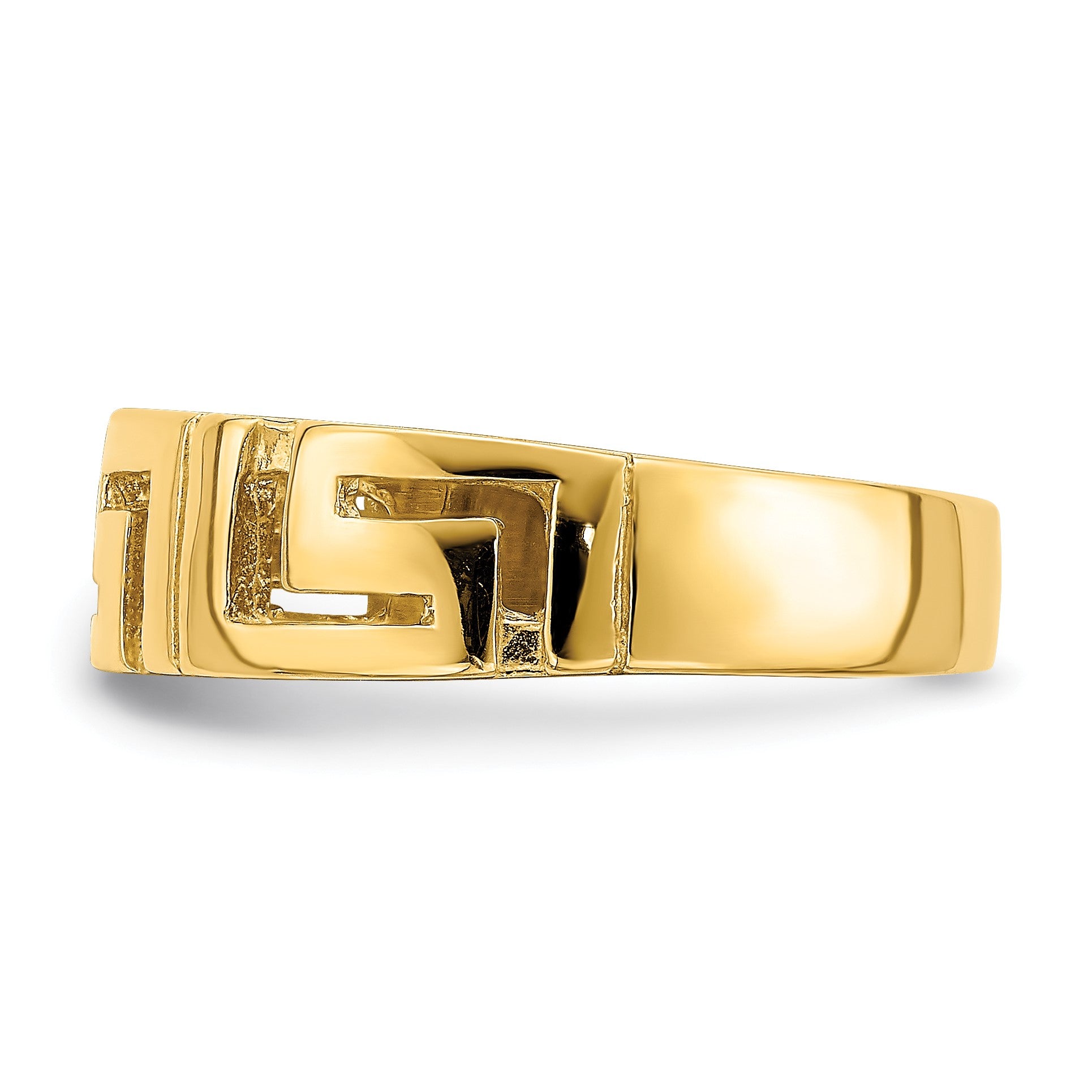 14k Cut-out Greek Key Band with Tapered Shank Ring