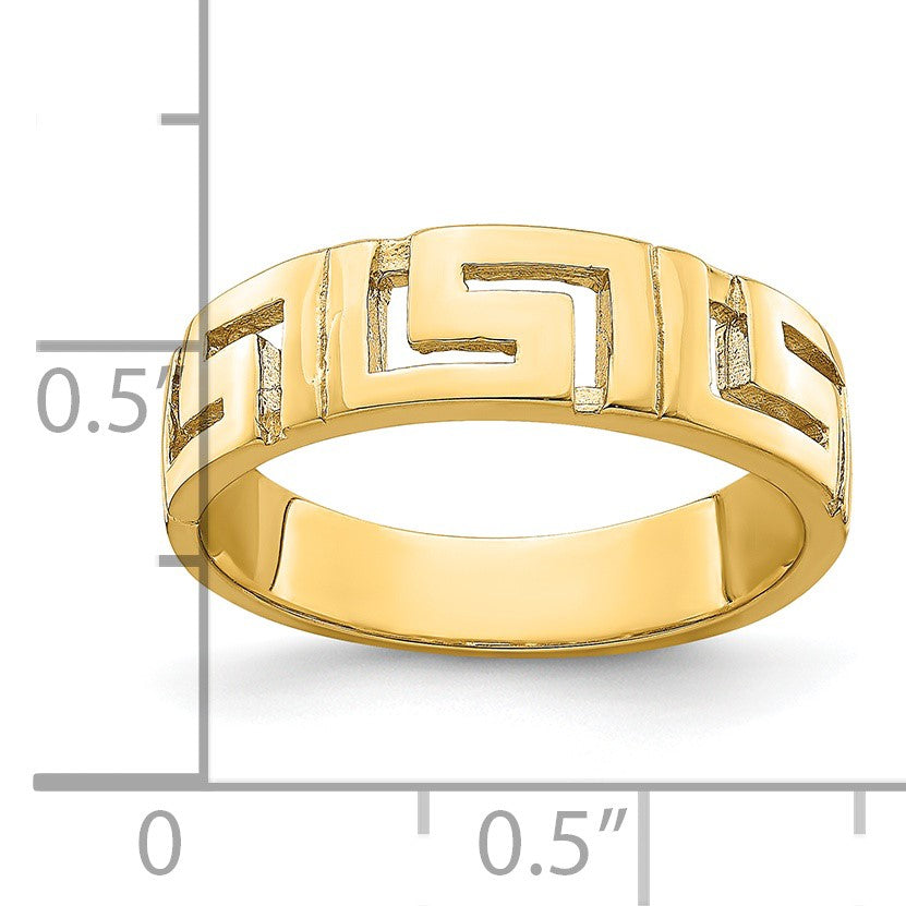14k Cut-out Greek Key Band with Tapered Shank Ring